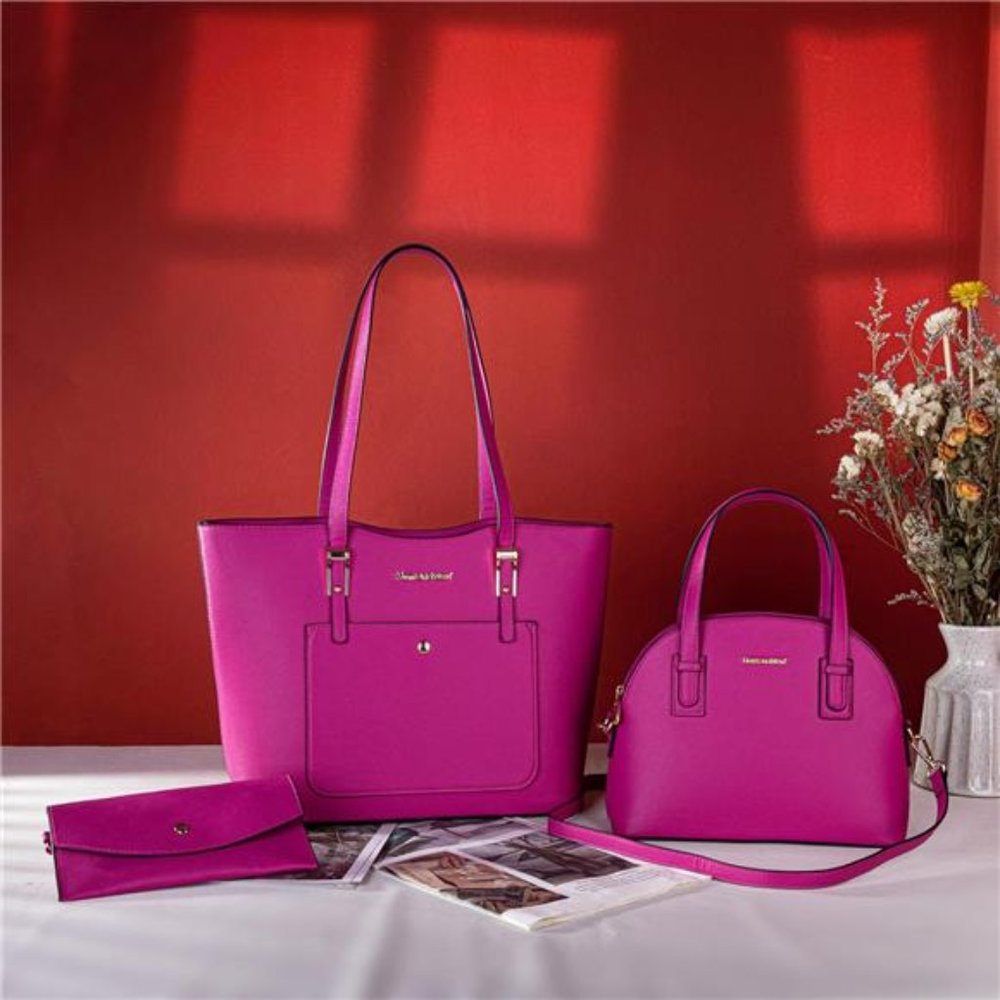 Montana West 3PCS Hot Pink Purses For Women Tote and Wallet Set Shoulder Bags - Picture 2 of 6